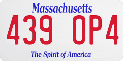 MA license plate 439OP4