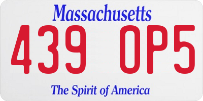 MA license plate 439OP5