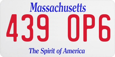 MA license plate 439OP6