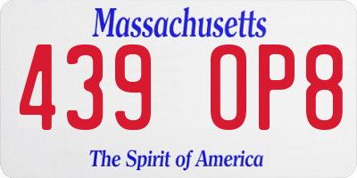 MA license plate 439OP8