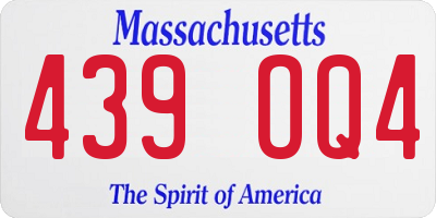 MA license plate 439OQ4