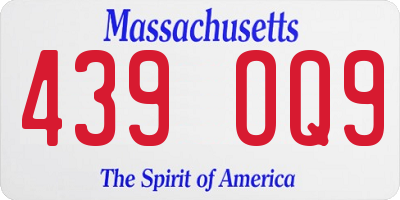 MA license plate 439OQ9