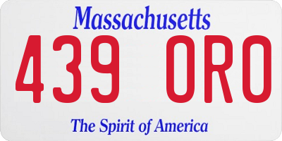 MA license plate 439OR0