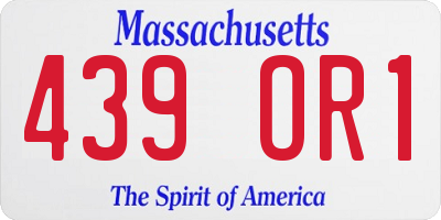 MA license plate 439OR1