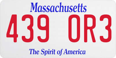MA license plate 439OR3