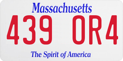 MA license plate 439OR4