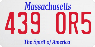 MA license plate 439OR5