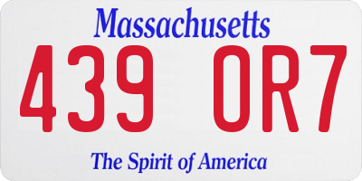 MA license plate 439OR7