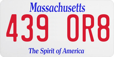 MA license plate 439OR8