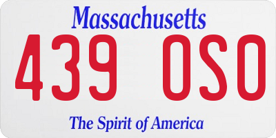 MA license plate 439OS0