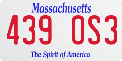 MA license plate 439OS3