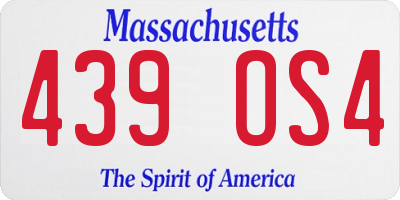 MA license plate 439OS4