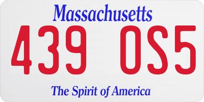 MA license plate 439OS5
