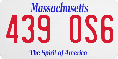 MA license plate 439OS6