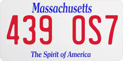 MA license plate 439OS7