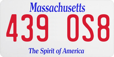 MA license plate 439OS8