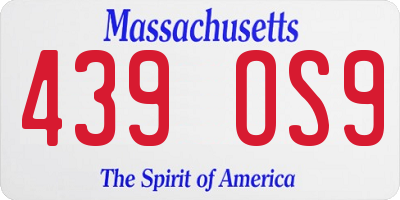 MA license plate 439OS9