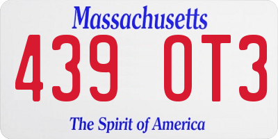 MA license plate 439OT3