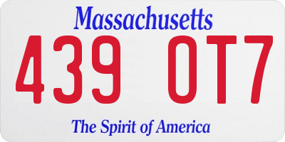 MA license plate 439OT7