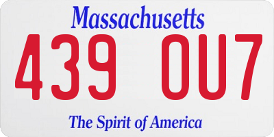 MA license plate 439OU7