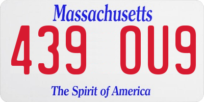 MA license plate 439OU9