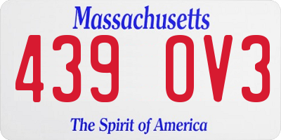 MA license plate 439OV3