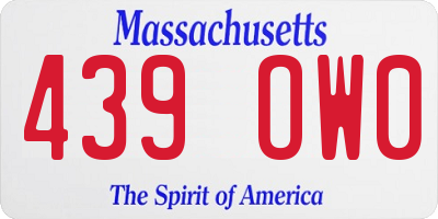 MA license plate 439OW0