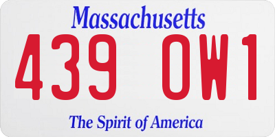 MA license plate 439OW1