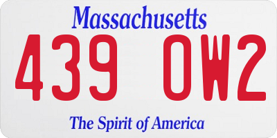 MA license plate 439OW2
