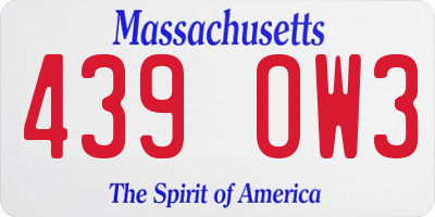 MA license plate 439OW3