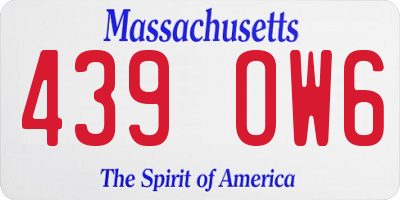 MA license plate 439OW6