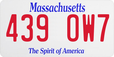 MA license plate 439OW7