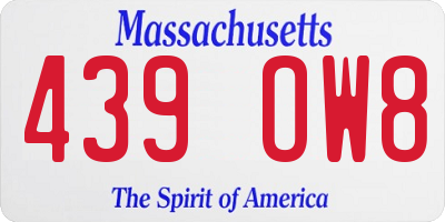 MA license plate 439OW8