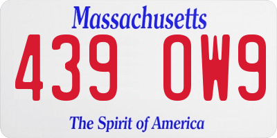 MA license plate 439OW9