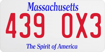 MA license plate 439OX3