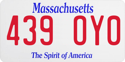 MA license plate 439OY0