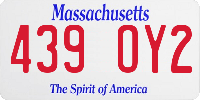MA license plate 439OY2