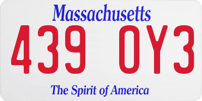 MA license plate 439OY3