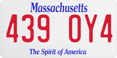 MA license plate 439OY4