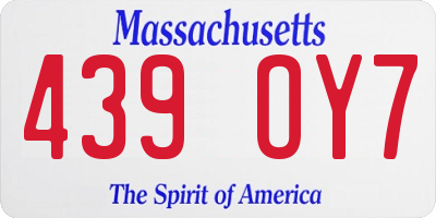 MA license plate 439OY7