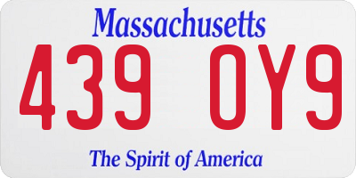 MA license plate 439OY9