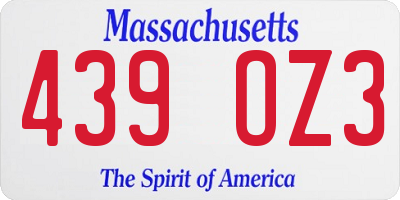 MA license plate 439OZ3