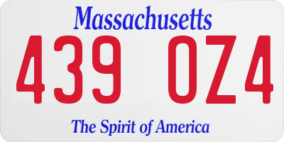 MA license plate 439OZ4