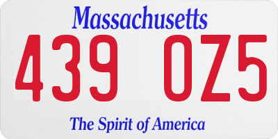 MA license plate 439OZ5