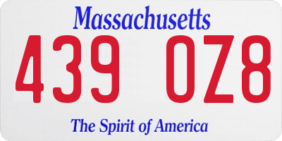 MA license plate 439OZ8