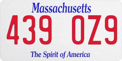 MA license plate 439OZ9