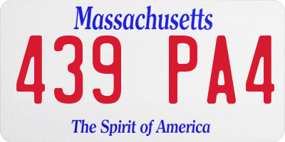 MA license plate 439PA4