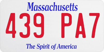 MA license plate 439PA7