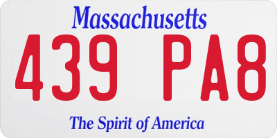 MA license plate 439PA8
