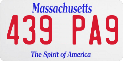 MA license plate 439PA9